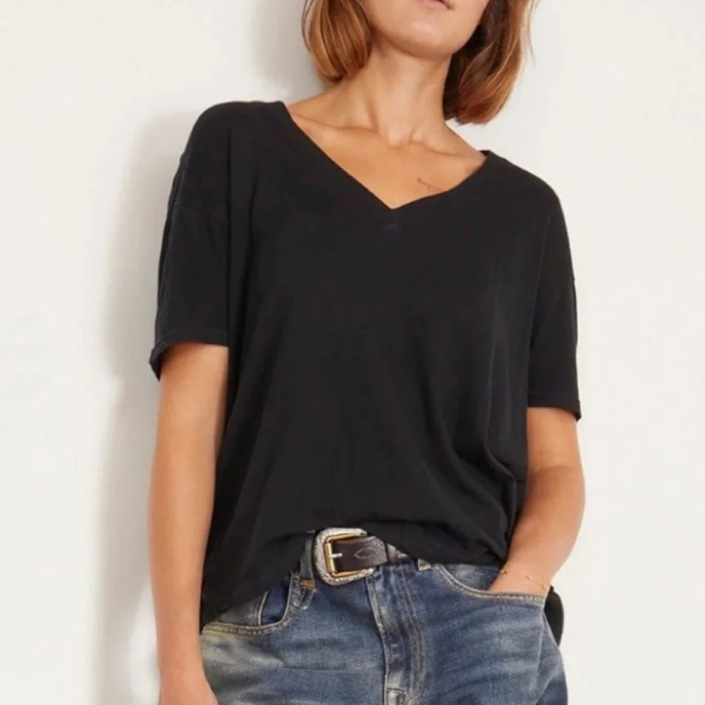 R13 Black V-neck Relaxed Short Sleeve T-Shirt - Picture 3 of 12